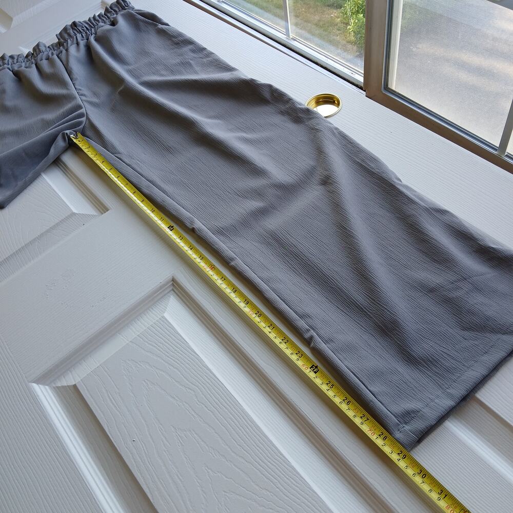 Grey Wide Leg High Rise Pants XL elastic waist pockets comfy office palazzo - Picture 10 of 11